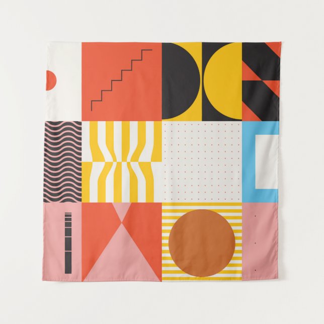 Neo-Modernismus-Kunstmuster aus abstrakten v Wandteppich (Vorderseite)