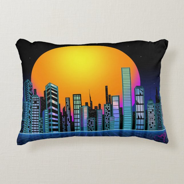 Neo Retro City Throw Kissen (Vorderseite)