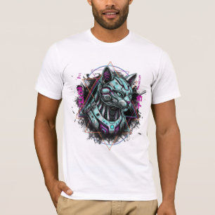 Neo-Tokyo Vapor Cyber Katze Android Träume Robot T-Shirt