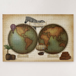 Neo-Viktorianischer Welt-Reiseatlas Steampunk Kart Puzzle