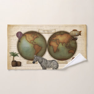Neo-Viktorianischer World Traveller Atlas Steampun Badhandtuch Set