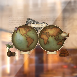 Neo-Viktorianisches Atlas-Fenster für Reisende Fensteraufkleber
