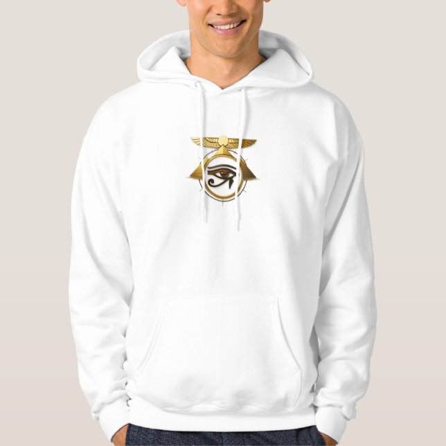 NeoAnkh 3D Eye of Horus & Winged Sun Disk Hoodie (Vorderseite)