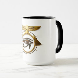 NeoAnkh 3D Eye of Horus Winged Sun Disk Symbol Tasse