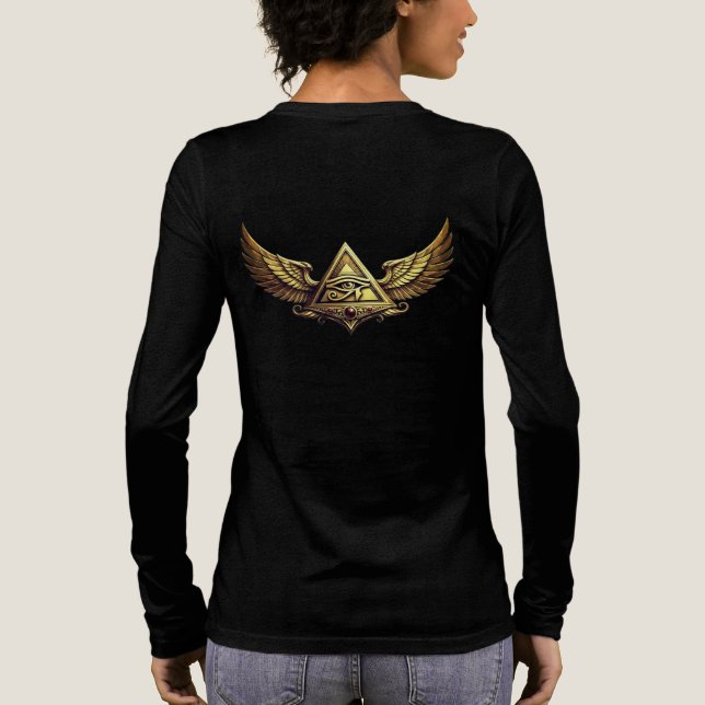 NeoAnkh | 3D Gold Eye of Horus & Winged Pyramid Tri-Blend Shirt (Rückseite)