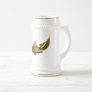 NeoAnkh   3D Golden Auge des Horus & geflügelte Py Bierglas