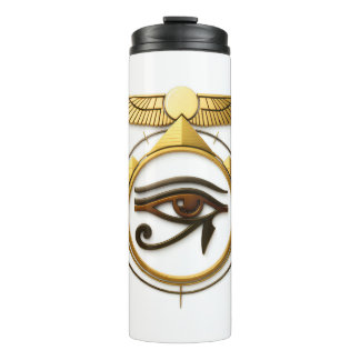 NeoAnkh 3D Golden Auge des Horus geflügelte Sonnen Thermosbecher