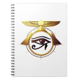 NeoAnkh 3D Golden Eye of Horus & Winged Solar Disk Notizblock