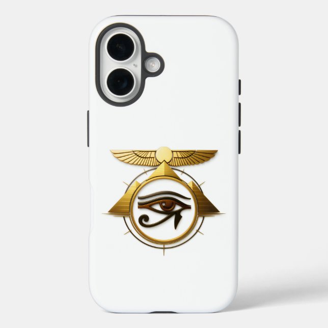 NeoAnkh 3D Golden Eye of Horus Winged Sun Disk Case-Mate iPhone Hülle (Rückseite)