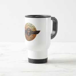NeoAnkh 3D Golden Winged Ankh & Hieroglyphs Disk Reisebecher