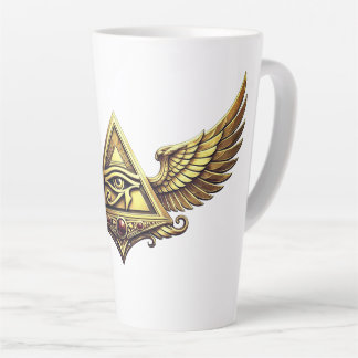 NeoAnkh Egyptian Eye of Horus Gold Winged Pyramid Milchtasse