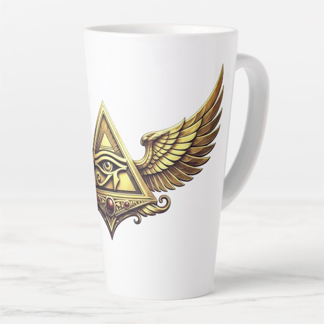 NeoAnkh Egyptian Eye of Horus Gold Winged Pyramid Milchtasse (Rechte Ecke)