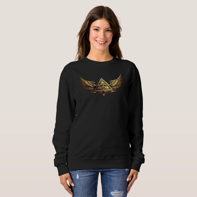 NeoAnkh Egyptian Eye of Horus Gold Winged Pyramid Sweatshirt (Vorne ganz)