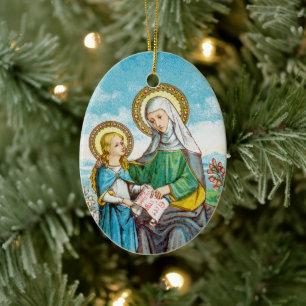 NeoGothic St. Anne und Young Mary (SAU 29) Keramik Ornament