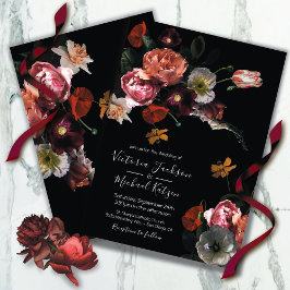 Neoklassische Blumenmoody & Dark Wedding Einladung
