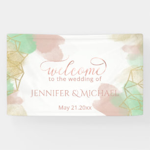 Neomint Blaush Gold Aquarellfarbe geometrisch Banner