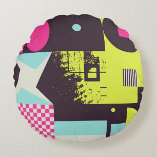 Neomodern Ästhetik des Brutalismus-Design-Poster c Rundes Kissen