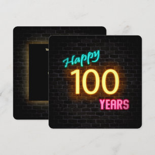 Neon 100. Geburtstag Auf Stein leuchten Schild Einladung