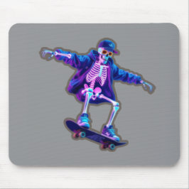Neon 3D Skeleton Skateboarding – Funny Streetwear  Mousepad