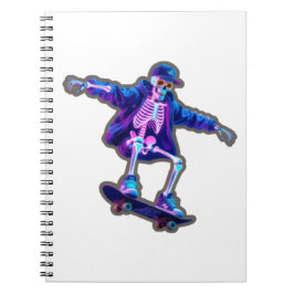 Neon 3D Skeleton Skateboarding – Funny Streetwear  Notizblock