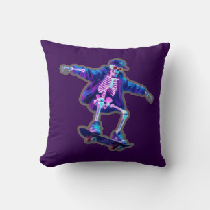 Neon-3D-Skelett-Skateboarding – Lustige Streetwear Kissen