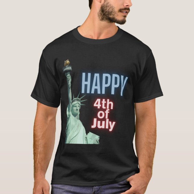 Neon 4. Juli Freiheitsstatue T-Shirt (Vorderseite)