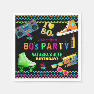 Neon 80er Geburtstagsparty Serviette