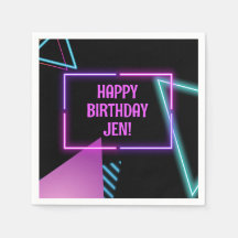 Neon 80er Party Editable Napkins 80er Themenparty