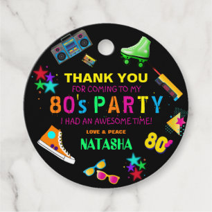 Neon 80's Birthday Party Danke Geschenkanhänger