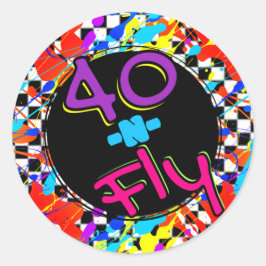 Neon 80's Retro 40 n Fly Hip Hop 40. Geburtstag Runder Aufkleber