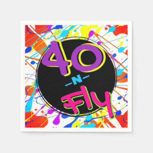 Neon 80's Theme 40. Geburtstag und 40. Fly Hip Ho Serviette