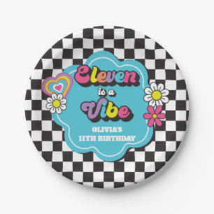 Neon 90er Retro Eleven ist eine Stimmung 11. Gebur Pappteller