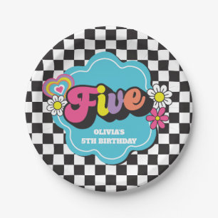 Neon 90s Retro 5. Geburtstag Pappteller