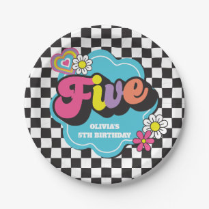 Neon 90s Retro 5. Geburtstag Pappteller