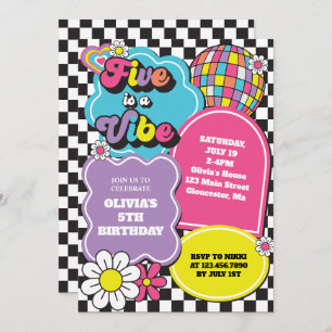Neon 90s Retro Five ist ein Vibe 5. Geburtstag Einladung