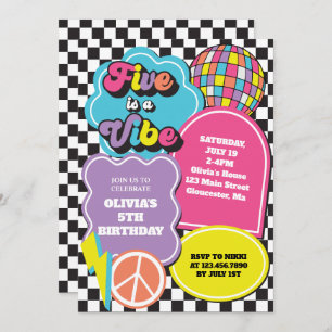 Neon 90s Retro Five ist ein Vibe 5. Geburtstag Einladung