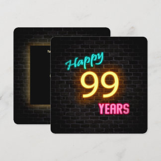 Neon 99. Geburtstag Auf Ziegelstein leuchtendes Ze Einladung