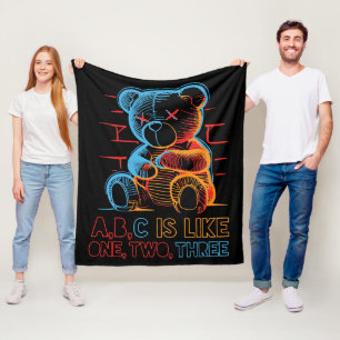 Neon ABC Teddy Bear Fleecedecke