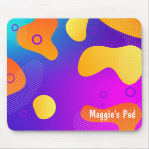 Neon Abstract Design mit Namen Mousepad
