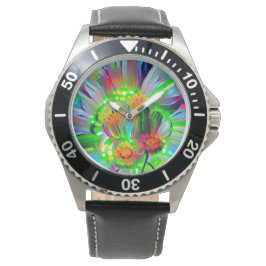 Neon Abstrakt Daisis mit Vivid Colors Armbanduhr