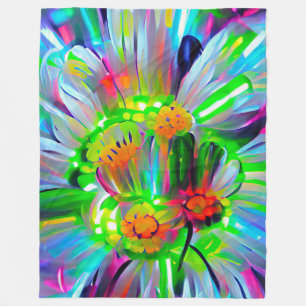 Neon Abstrakt Daisis mit Vivid Colors Fleecedecke
