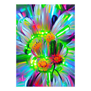 Neon Abstrakt Daisis mit Vivid Colors Fotodruck