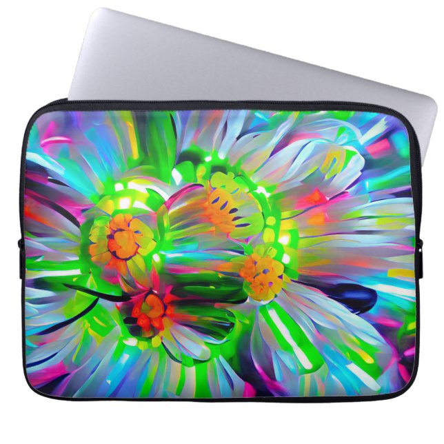 Neon Abstrakt Daisis mit Vivid Colors Laptopschutzhülle (Vorderseite)