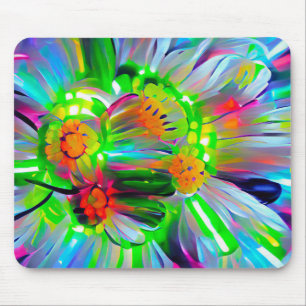 Neon Abstrakt Daisis mit Vivid Colors Mousepad
