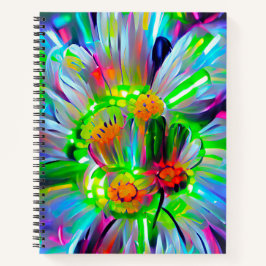 Neon Abstrakt Daisis mit Vivid Colors Notizbuch