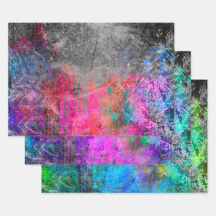 Neon Abstrakt Geschenkpapier Set