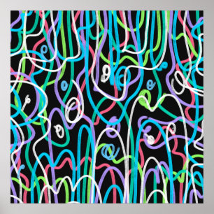 Neon Abstrakt Painting Poster