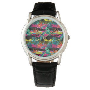Neon Abstrakt Tropical Texture Pattern Armbanduhr