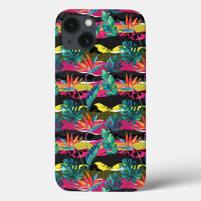 Neon Abstrakt Tropical Texture Pattern Case-Mate iPhone Hülle (Rückseite)