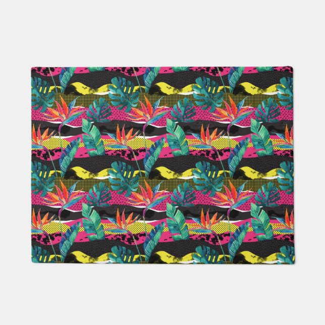 Neon Abstrakt Tropical Texture Pattern Fußmatte (Vorderseite)